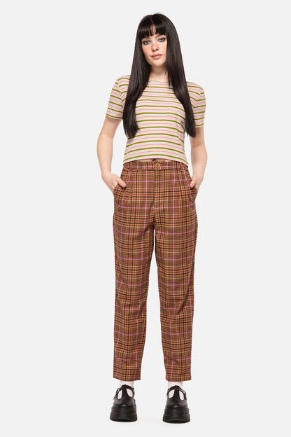 Dangerfield - Rustic Check Slim Fit Pants - brown