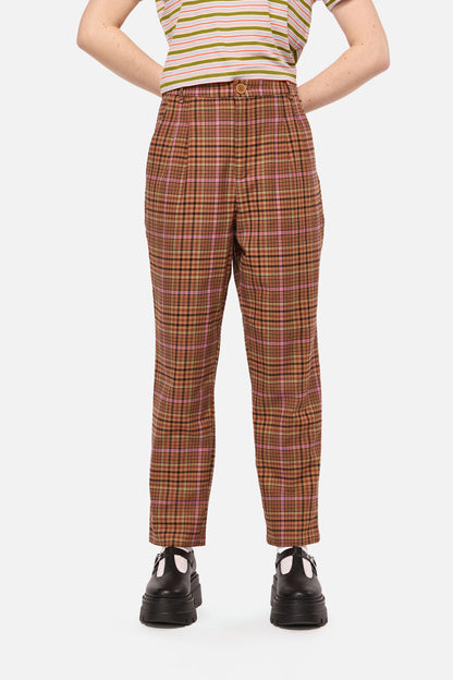 Dangerfield - Rustic Check Slim Fit Pants - brown
