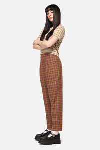 Dangerfield - Rustic Check Slim Fit Pants - brown