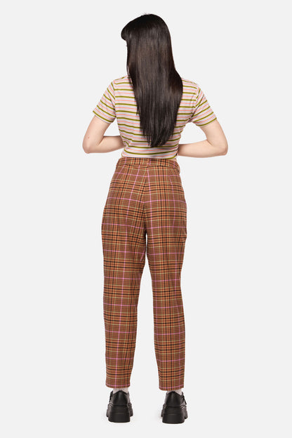 Dangerfield - Rustic Check Slim Fit Pants - brown