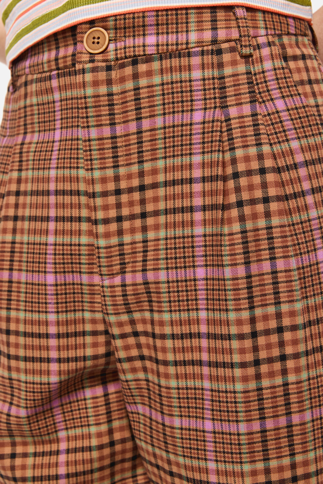 Dangerfield - Rustic Check Slim Fit Pants - brown