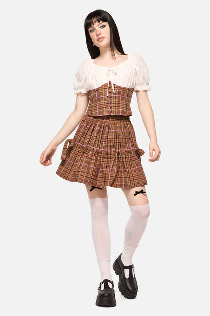 Dangerfield - Rustic Check Corset Top - brown