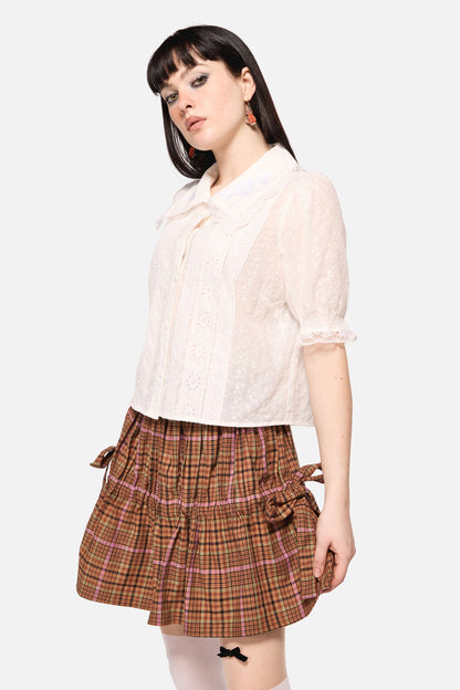Dangerfield - Friendly Cow Broderie Blouse - white