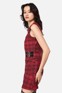 Dangerfield - Over It Tartan Corset Top - red