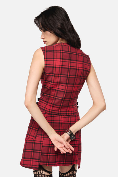 Dangerfield - Over It Tartan Corset Top - red