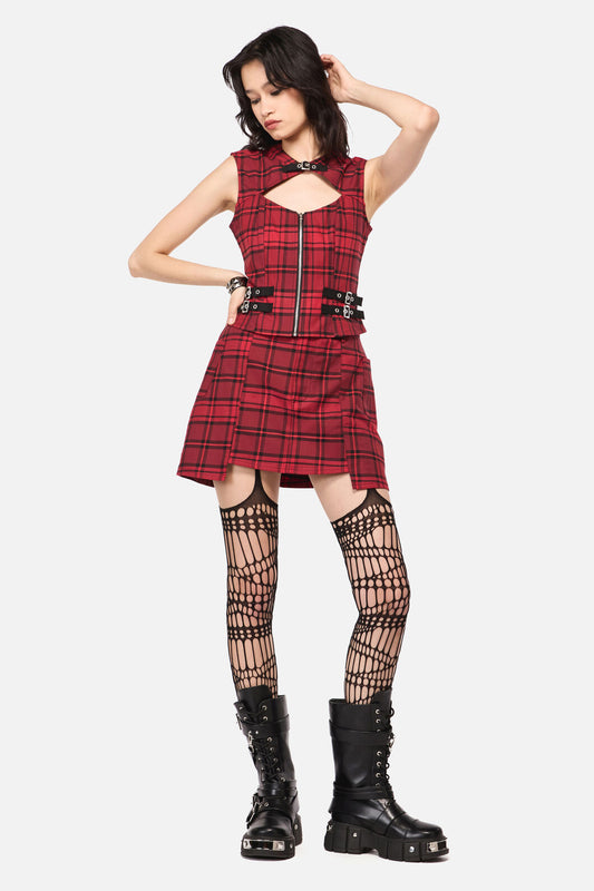 Dangerfield - Over It Tartan Corset Top - red