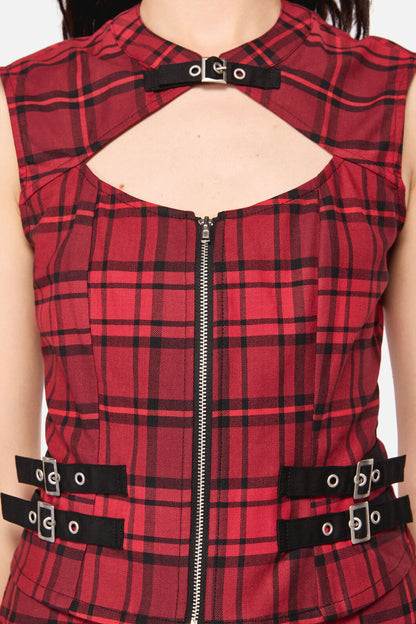 Dangerfield - Over It Tartan Corset Top - red