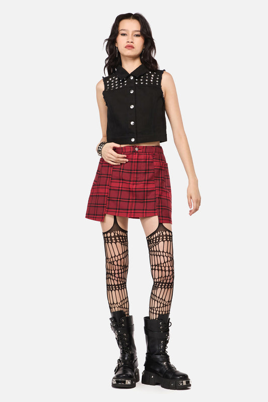 Dangerfield - Over It Tartan Mini Skirt - red