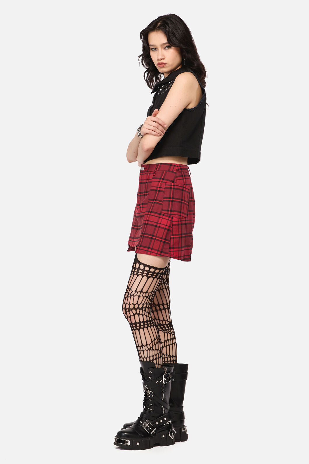 Dangerfield - Over It Tartan Mini Skirt - red