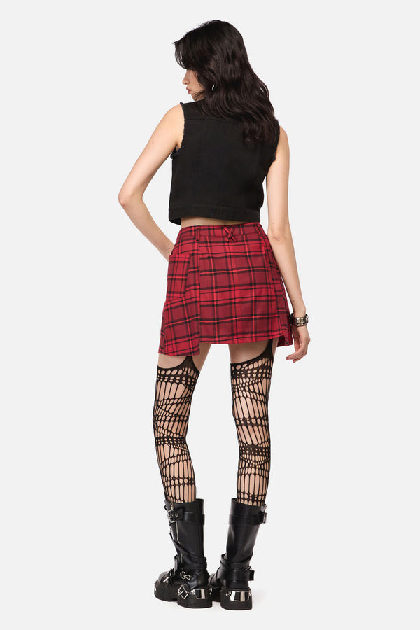 Dangerfield - Over It Tartan Mini Skirt - red
