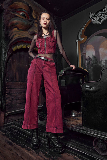 Dangerfield - Barb Denim Corset Top - red