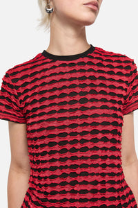 Dangerfield - Dangerous Distressed Mesh Top - red-black