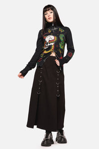 Dangerfield - Defiant Punk Trim Midi Skirt - black