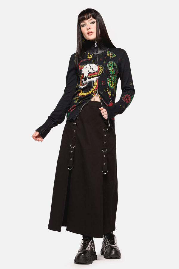 Dangerfield - Defiant Punk Trim Midi Skirt - black