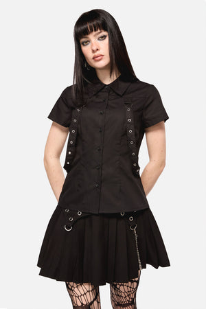 Dangerfield - Defiant Punk Trim Blouse - black