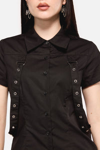 Dangerfield - Defiant Punk Trim Blouse - black