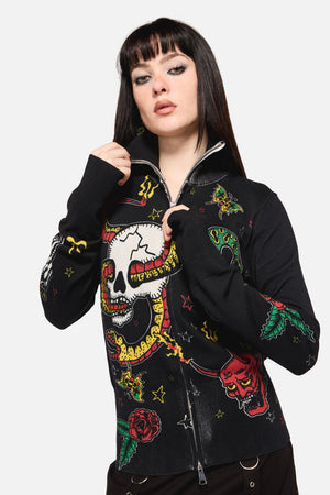 Dangerfield - Lawless Grunge Zip Cardigan - black