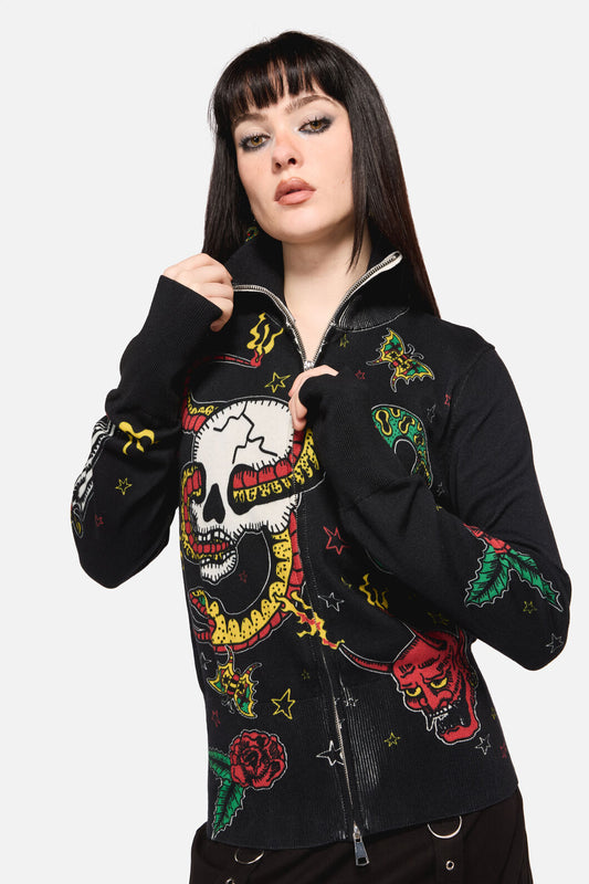 Dangerfield - Lawless Grunge Zip Cardigan - black
