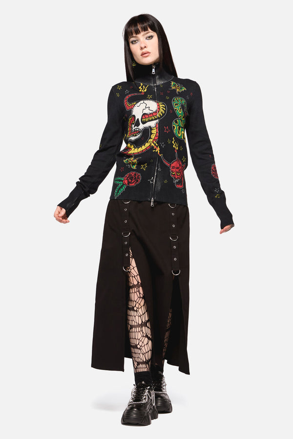 Dangerfield - Lawless Grunge Zip Cardigan - black