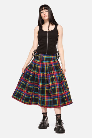 Dangerfield - Anarchic Tartan Midi Skirt - multi