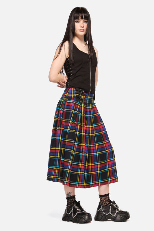 Dangerfield - Anarchic Tartan Midi Skirt - multi
