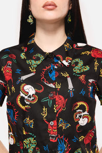 Dangerfield - Dangerous Grunge Print Blouse - black