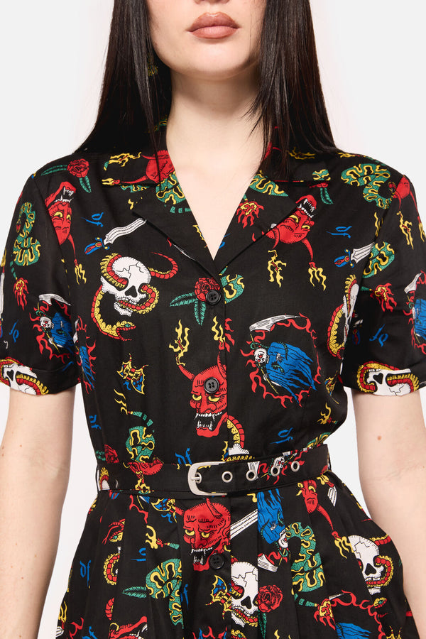 Dangerfield - Dangerous Grunge Print Dress - black