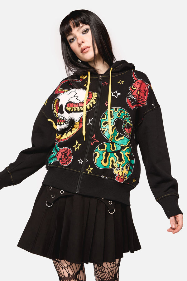 Dangerfield - Lawless Print Hoodie - black