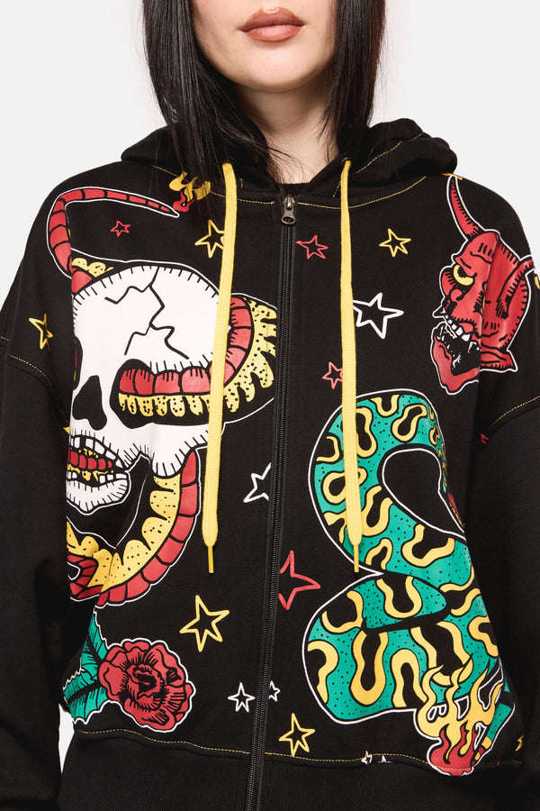 Dangerfield - Lawless Print Hoodie - black
