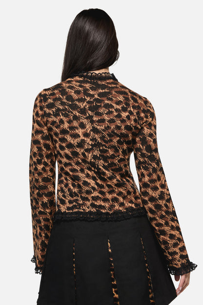 Dangerfield - Leopard Tie Grunge Cardigan - brown