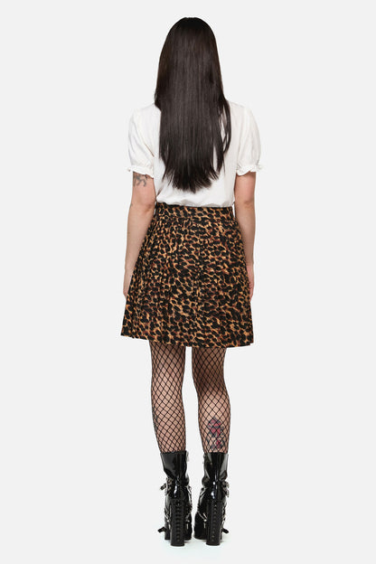 Dangerfield - Leopard Print Grunge Skirt - brown