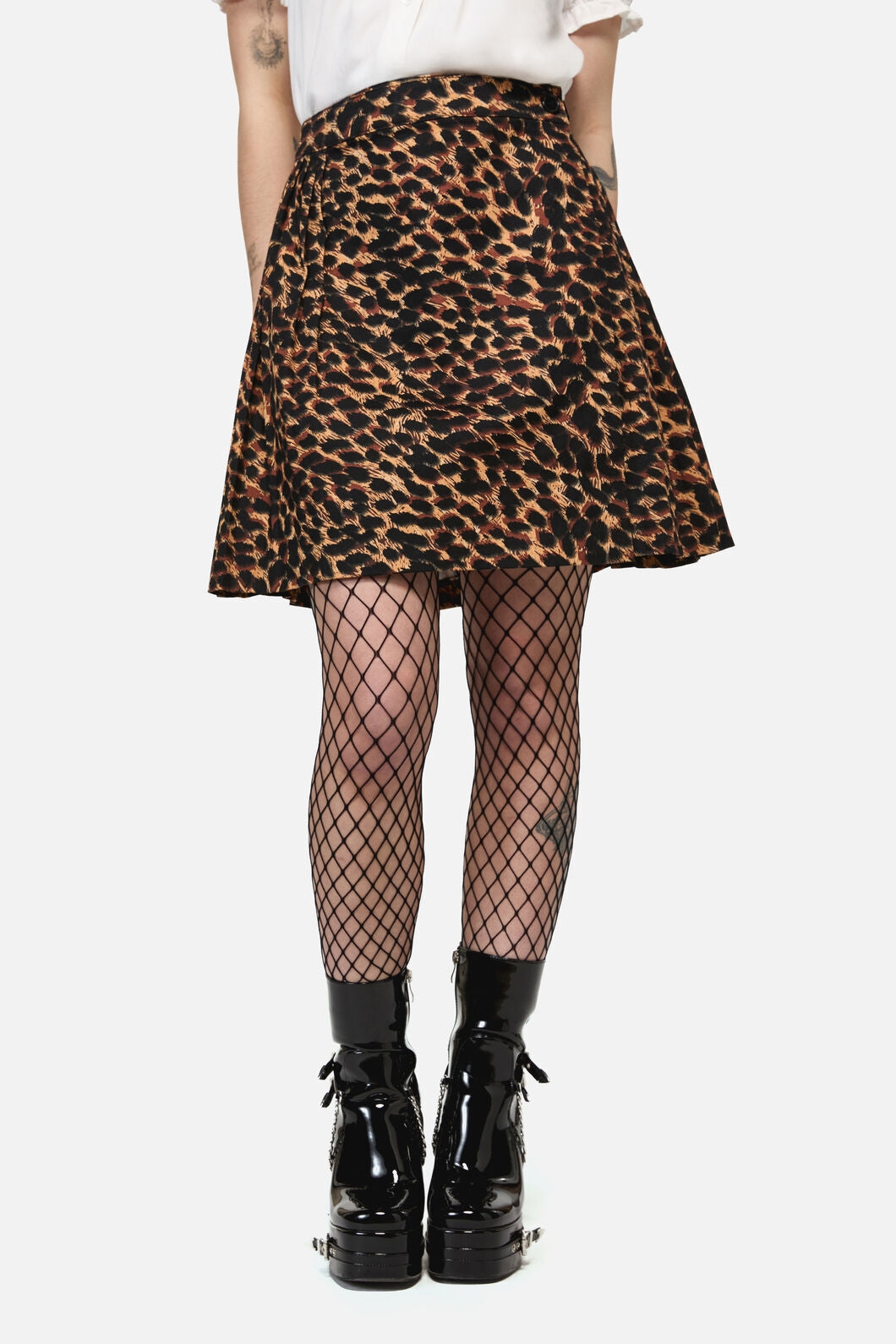Dangerfield - Leopard Print Grunge Skirt - brown