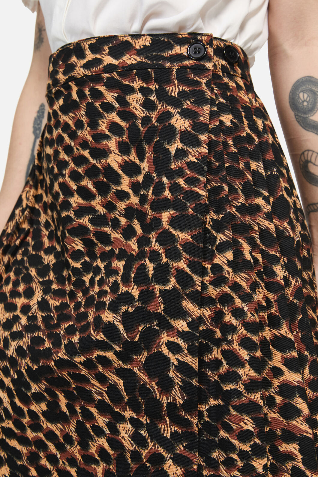 Dangerfield - Leopard Print Grunge Skirt - brown