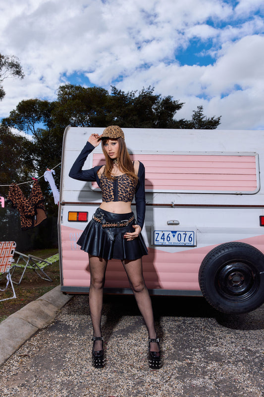 Dangerfield - Leopard Print Grunge Top - brown