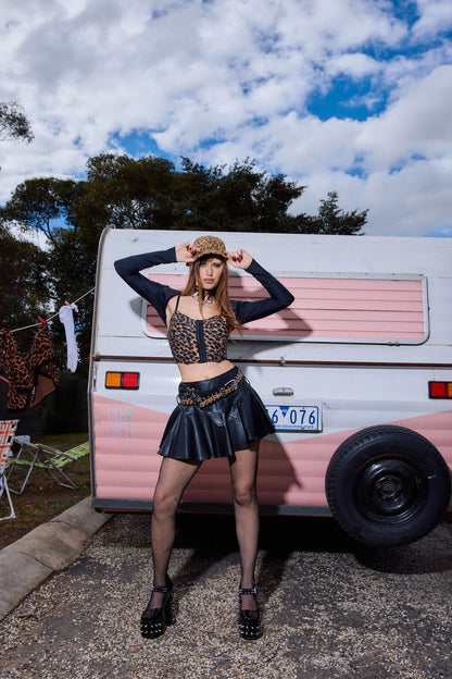 Dangerfield - Leopard Print Grunge Top - brown