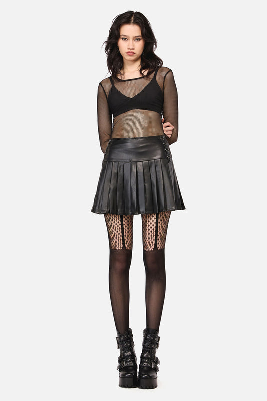 Dangerfield - Hallows Pleated D-Ring PUSkirt - black