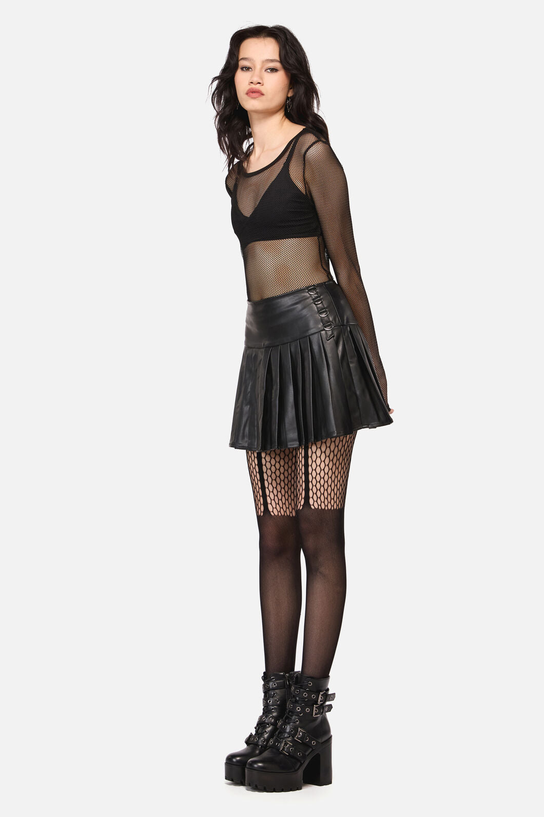 Dangerfield - Hallows Pleated D-Ring PUSkirt - black