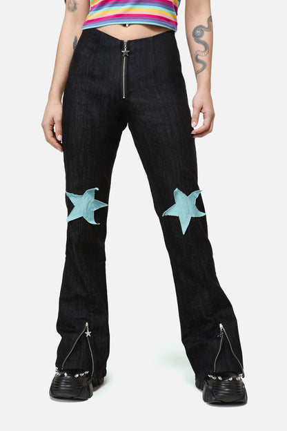 Dangerfield - Roxi Grunge Flared ZipperJean - black