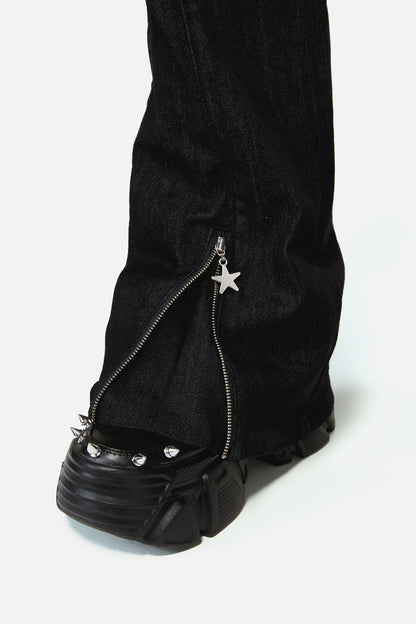 Dangerfield - Roxi Grunge Flared ZipperJean - black