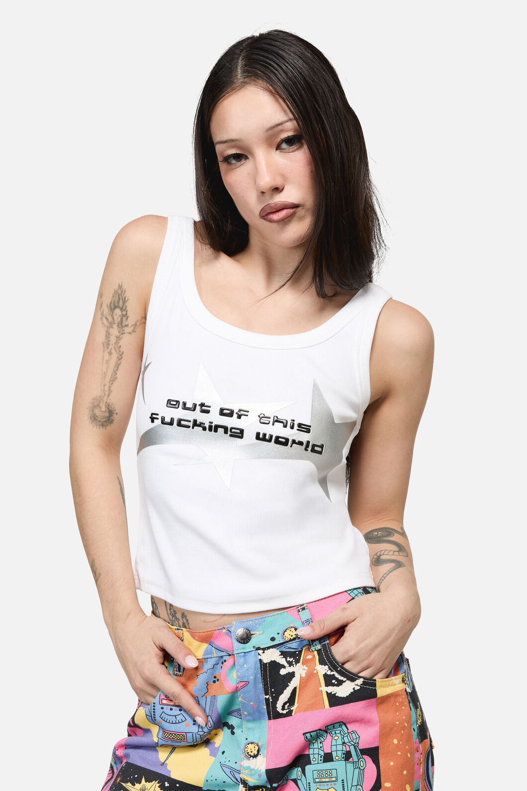 Dangerfield - Galactic Print Tank Top - cream