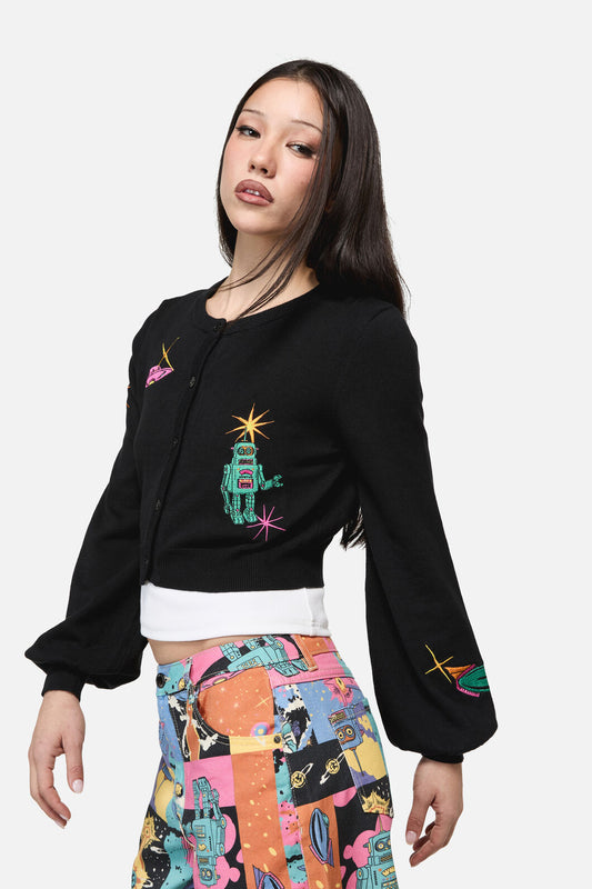Dangerfield - Galactic Print Cardigan - black
