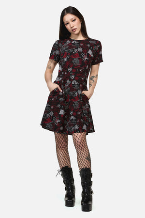 Dangerfield - Pirate Punk Print Dress - black