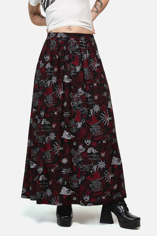 Dangerfield - Pirate Punk Midi Skirt - black