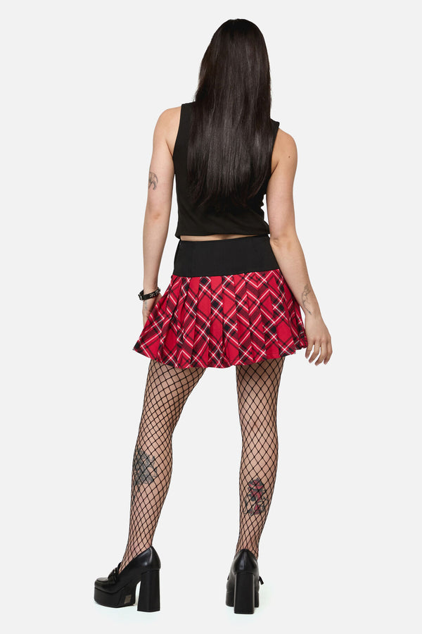Dangerfield - Piracy Punk Tartan Mini Skort - red