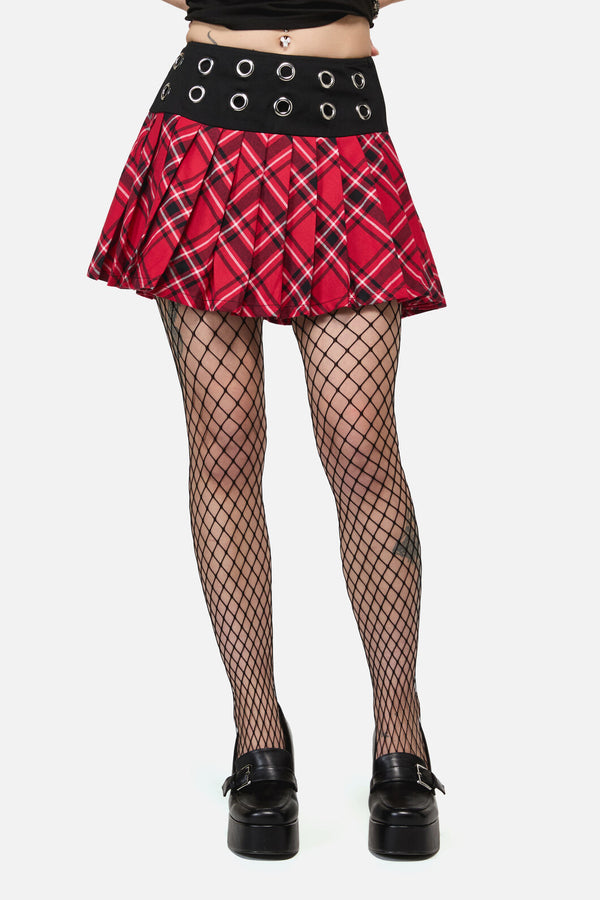Dangerfield - Piracy Punk Tartan Mini Skort - red