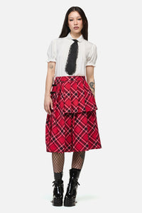 Dangerfield - Piracy Punk Tartan Midi Skirt - red