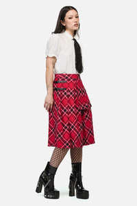 Dangerfield - Piracy Punk Tartan Midi Skirt - red