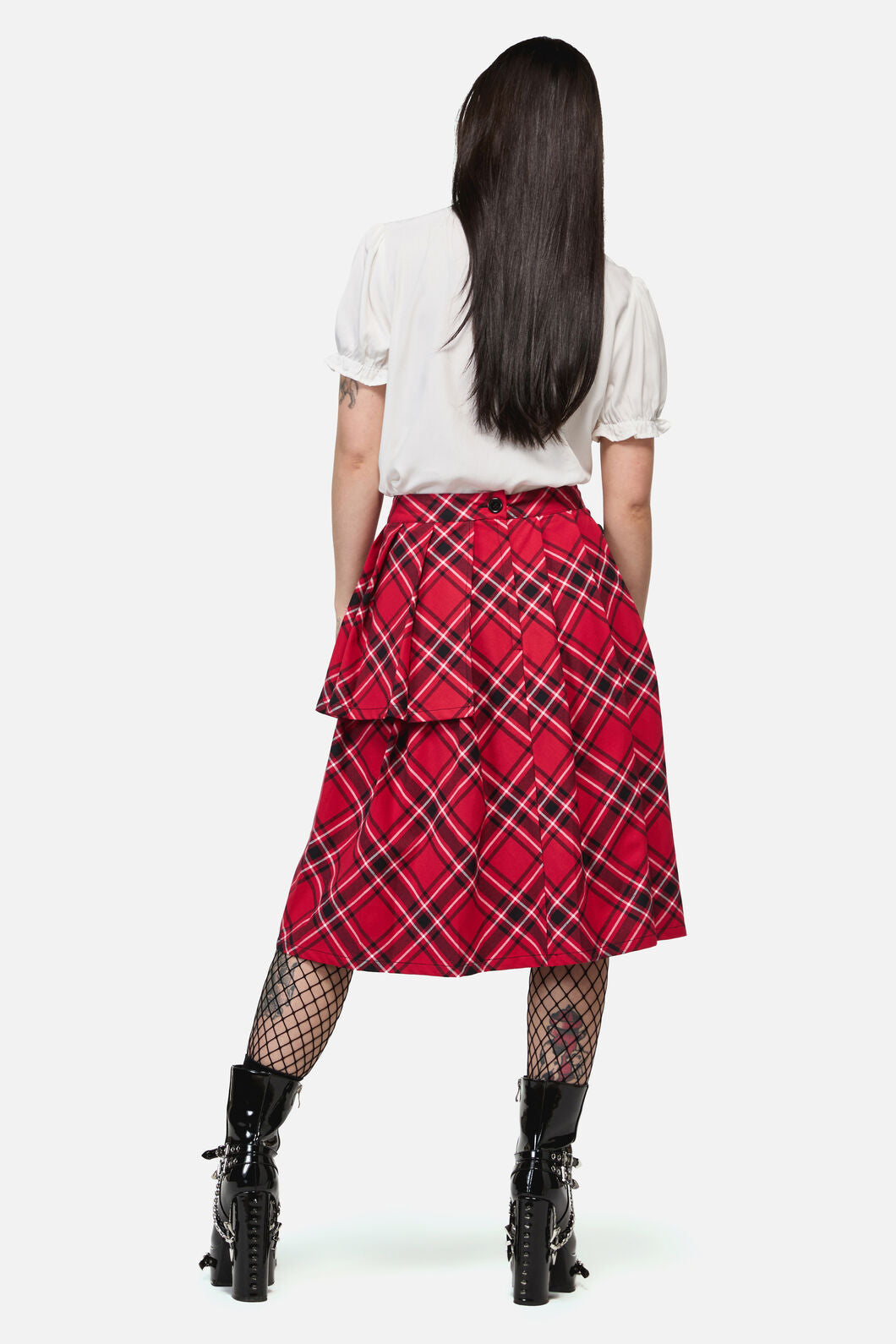 Dangerfield - Piracy Punk Tartan Midi Skirt - red