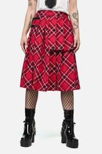 Dangerfield - Piracy Punk Tartan Midi Skirt - red