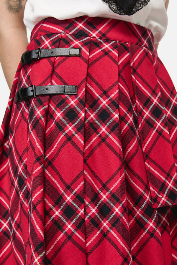 Dangerfield - Piracy Punk Tartan Midi Skirt - red